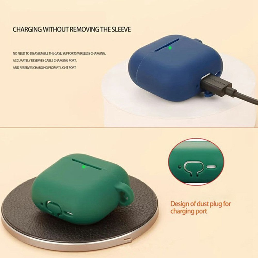 Compatible With  AirPods 5 / 4 Silicone Case Bluetooth-Compatible Earphones Protective Cover with Anti-Lost Buckle + Cleaning Brush - Yellow