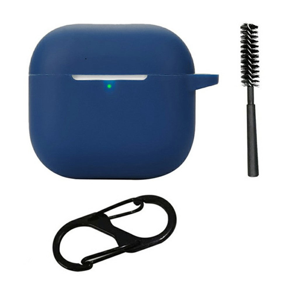 Compatible With  AirPods 5 / 4 Silicone Case Bluetooth-Compatible Earphones Protective Cover with Anti-Lost Buckle + Cleaning Brush - Dark Blue