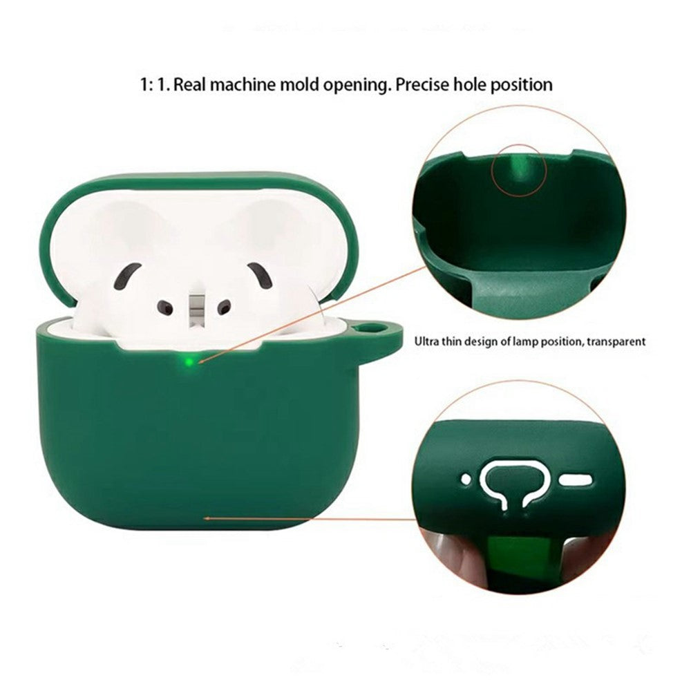 Compatible With  AirPods 5 / 4 Silicone Case Bluetooth-Compatible Earphones Protective Cover with Anti-Lost Buckle + Cleaning Brush - Dark Blue