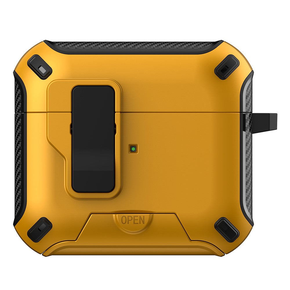 Compatible With  AirPods 5 / 4 Magnetic Case with Stand TPU + PC Earphone Cover with Switch and Carabiner - Yellow