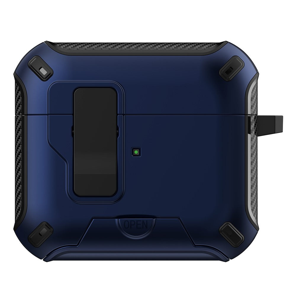 Compatible With  AirPods 5 / 4 Magnetic Case with Stand TPU + PC Earphone Cover with Switch and Carabiner - Dark Blue