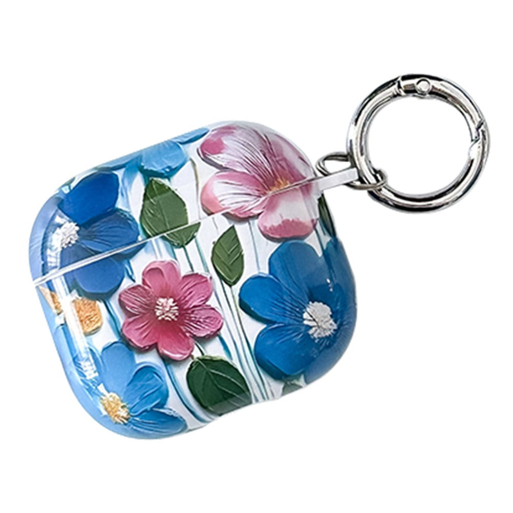 Compatible With  AirPods 5 / 4 TPU Case Oil Painting Design Water Transfer Decal Earphone Protective Cover with Carabiner - YH05