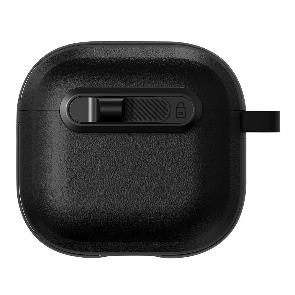Compatible With  AirPods 5 / 4 Protective Case Lock Buckle Switch TPU + PC Wireless Earphones Cover with Carabiner - Black