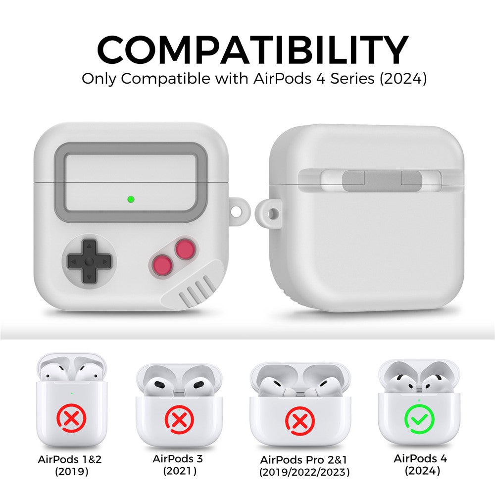 AHASTYLE JY21 Compatible With  AirPods 5 / 4 Protective Case Split Design Cartoon Silicone Earphone Cover with Carabiner - Grey