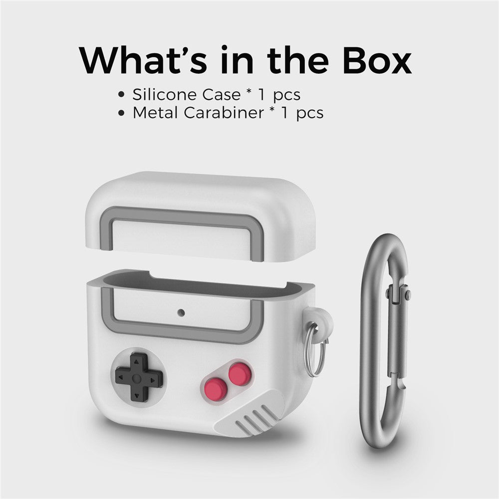 AHASTYLE JY21 Compatible With  AirPods 5 / 4 Protective Case Split Design Cartoon Silicone Earphone Cover with Carabiner - Grey