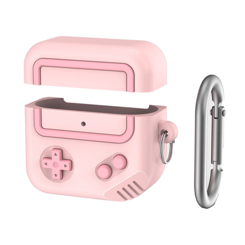 AHASTYLE JY21 Compatible With  AirPods 5 / 4 Protective Case Split Design Cartoon Silicone Earphone Cover with Carabiner - Pink