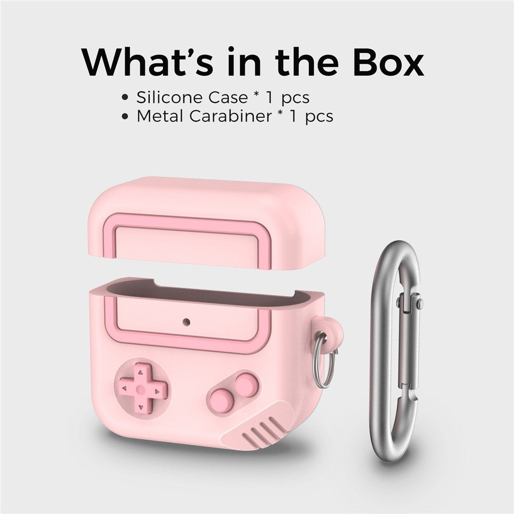 AHASTYLE JY21 Compatible With  AirPods 5 / 4 Protective Case Split Design Cartoon Silicone Earphone Cover with Carabiner - Pink