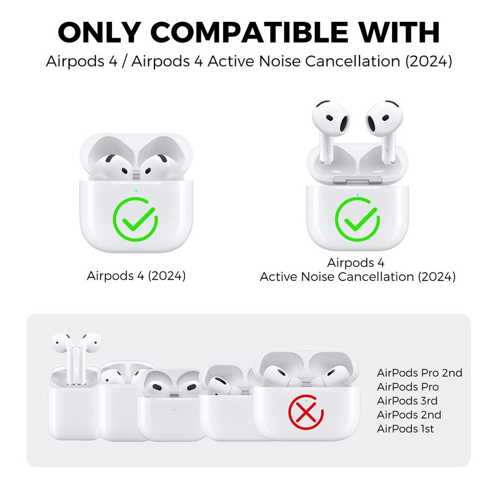 AHASTYLE WG167 Compatible With  AirPods 5 / 4 Protective Case Integrated Safety Lock Switch Button Earphone Cover with Carabiner - White