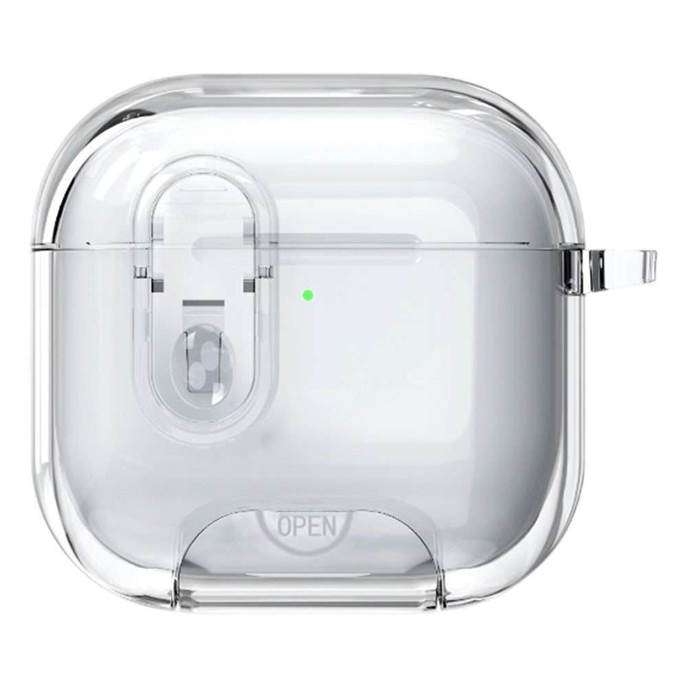 Compatible With  AirPods 5 / 4 Case TPU + PC Shockproof Earbuds Cover with Switch  /  Stand  /  Carrying Hook - Transparent