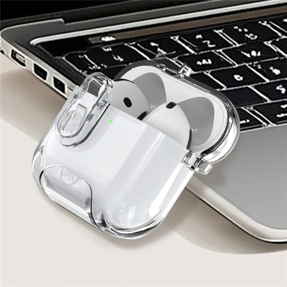 Compatible With  AirPods 5 / 4 Case TPU + PC Shockproof Earbuds Cover with Switch  /  Stand  /  Carrying Hook - Transparent