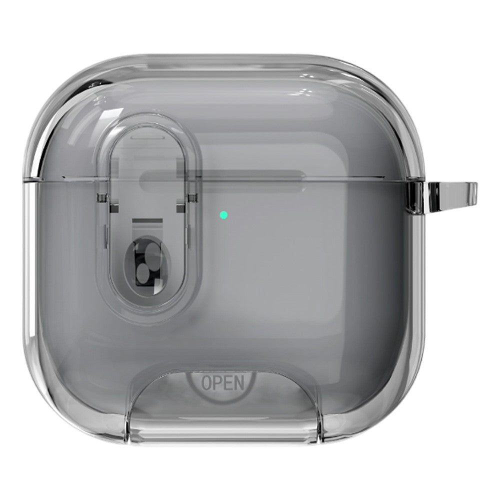 Compatible With  AirPods 5 / 4 Case TPU + PC Shockproof Earbuds Cover with Switch  /  Stand  /  Carrying Hook - Transparent Grey