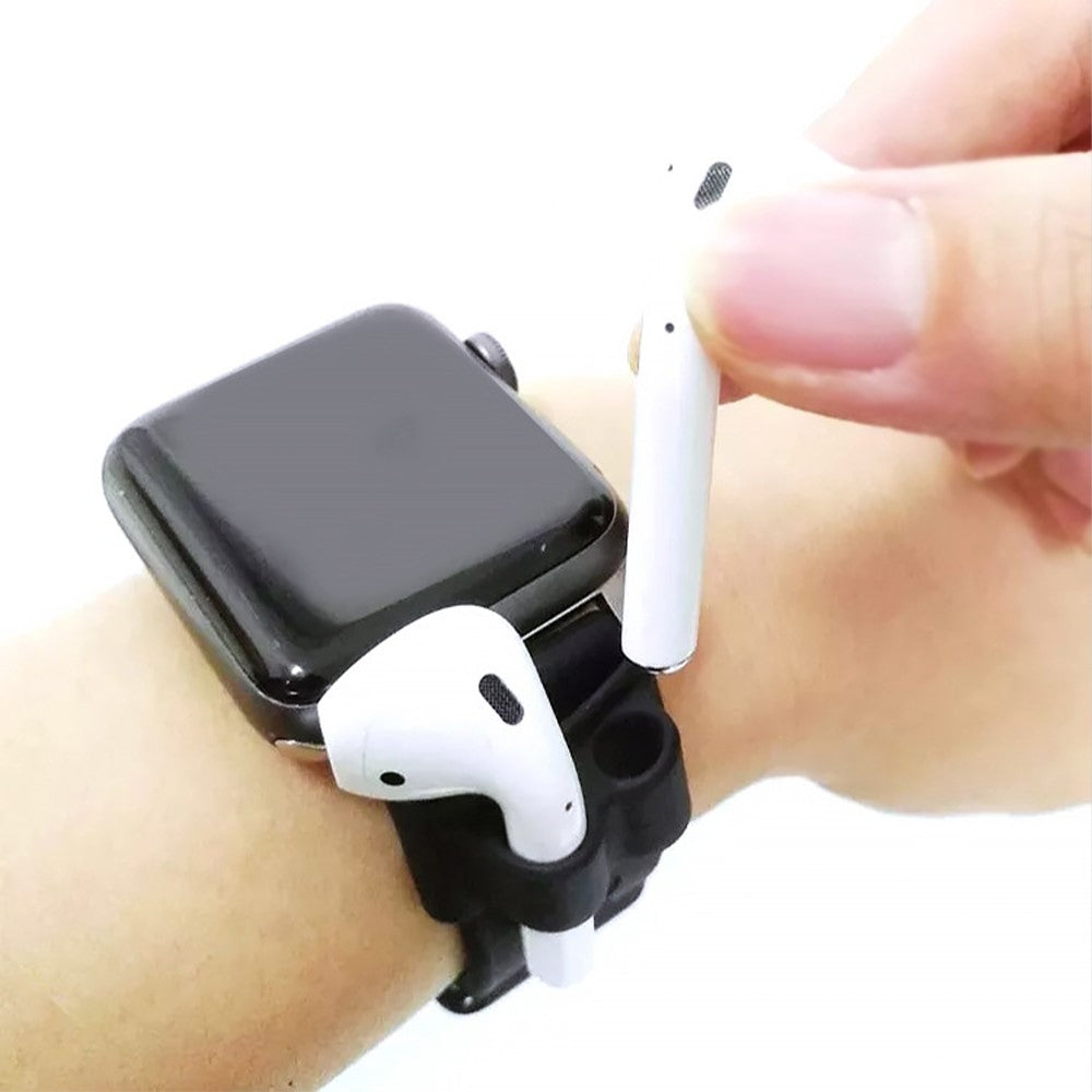 5Pcs  /  Set Compatible With  AirPods 5 / 4 Soft Silicone Case Kit with Keychain  /  Earphone Holder  /  Anti-lost Neck Strap  /  Storage Case - Blackish Green