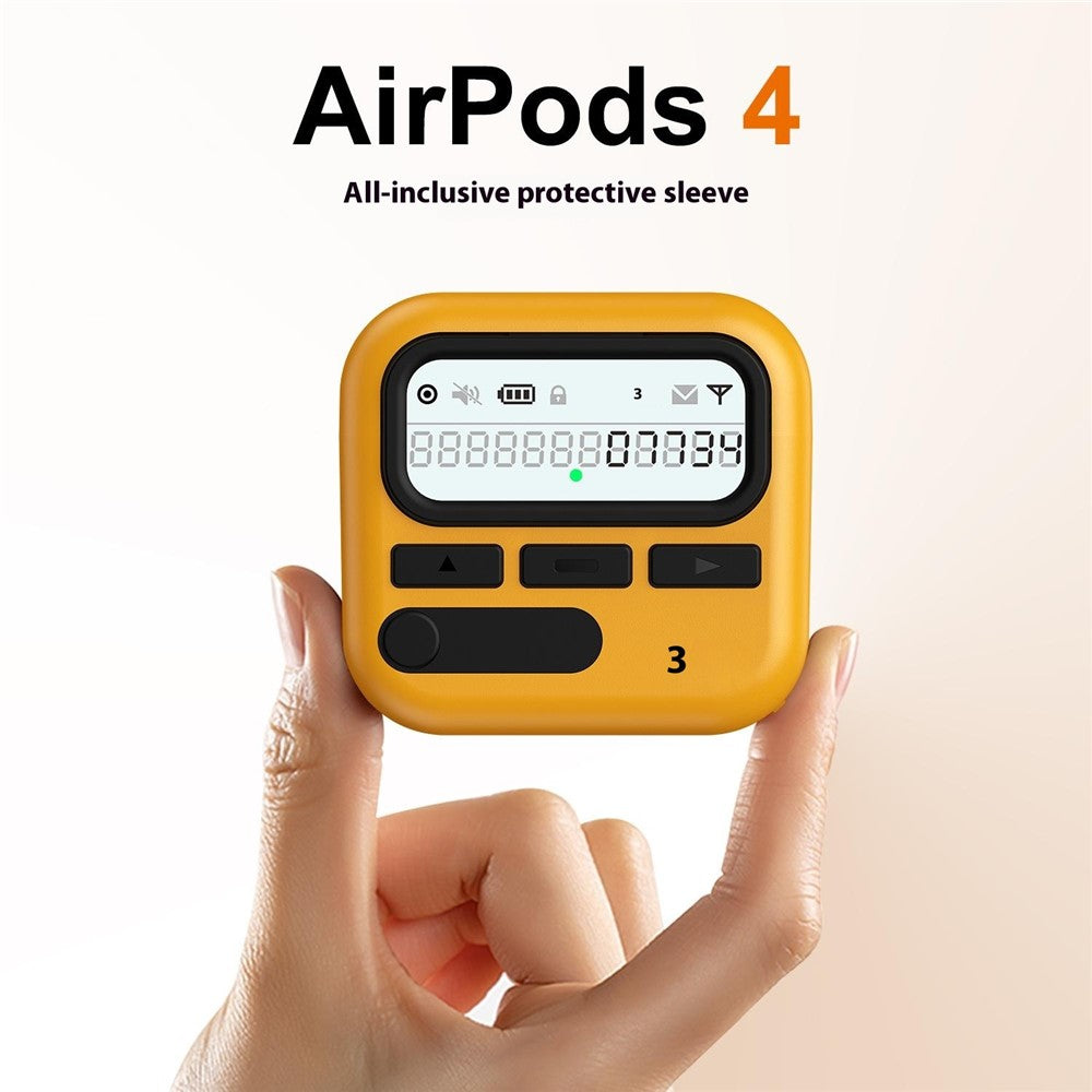 Compatible With  AirPods 5 / 4 Case Retro Design TPU + PC Wireless Earbuds Protective Cover with Lanyard - White