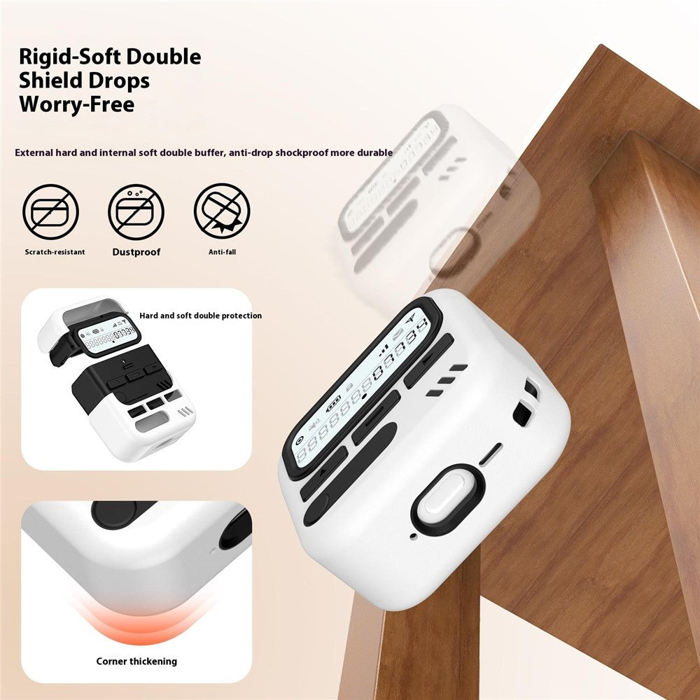 Compatible With  AirPods 5 / 4 Case Retro Design TPU + PC Wireless Earbuds Protective Cover with Lanyard - Blue