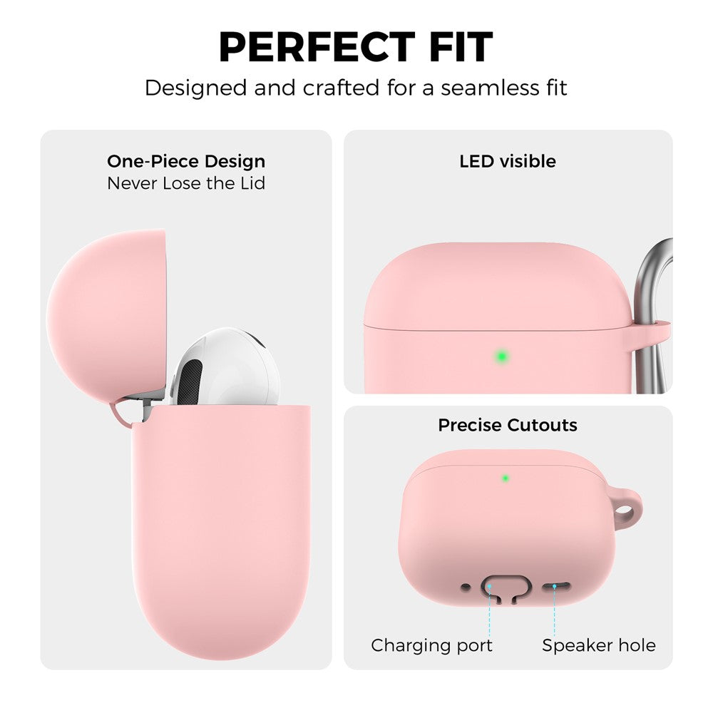 AHASTYLE WG163 Compatible With  AirPods 5 / 4 Silicone Case Earphone Cover with Cleaning Pen Kit and Carabiner - Pink