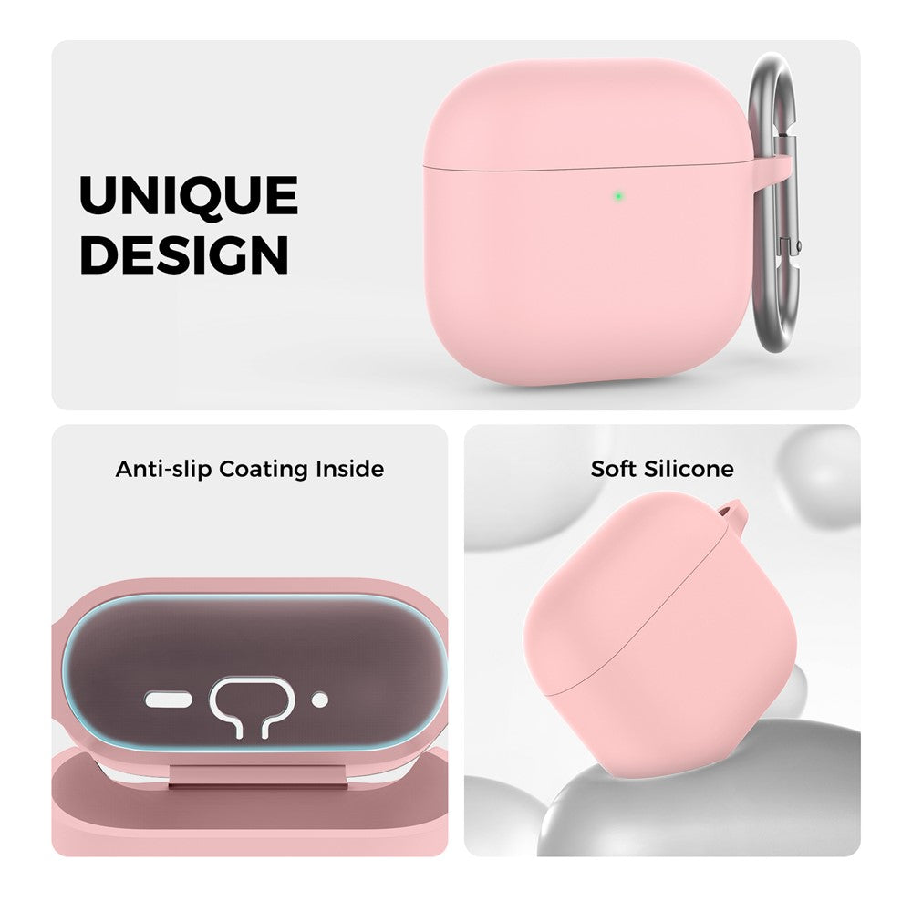 AHASTYLE WG163 Compatible With  AirPods 5 / 4 Silicone Case Earphone Cover with Cleaning Pen Kit and Carabiner - Pink
