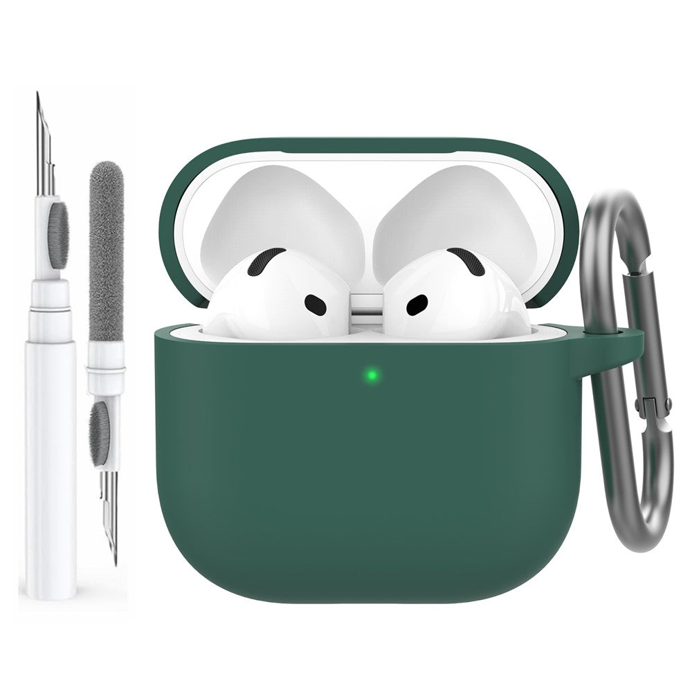 AHASTYLE WG163 Compatible With  AirPods 5 / 4 Silicone Case Earphone Cover with Cleaning Pen Kit and Carabiner - Green
