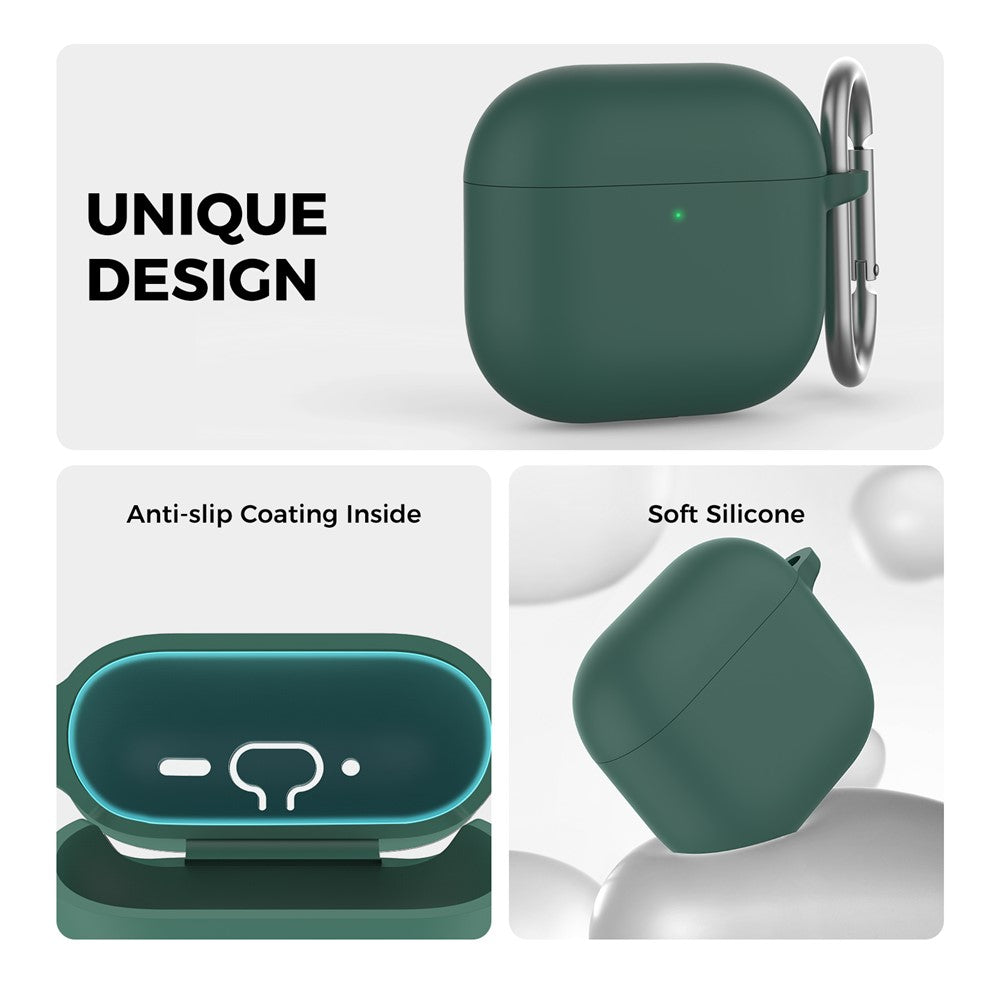 AHASTYLE WG163 Compatible With  AirPods 5 / 4 Silicone Case Earphone Cover with Cleaning Pen Kit and Carabiner - Green