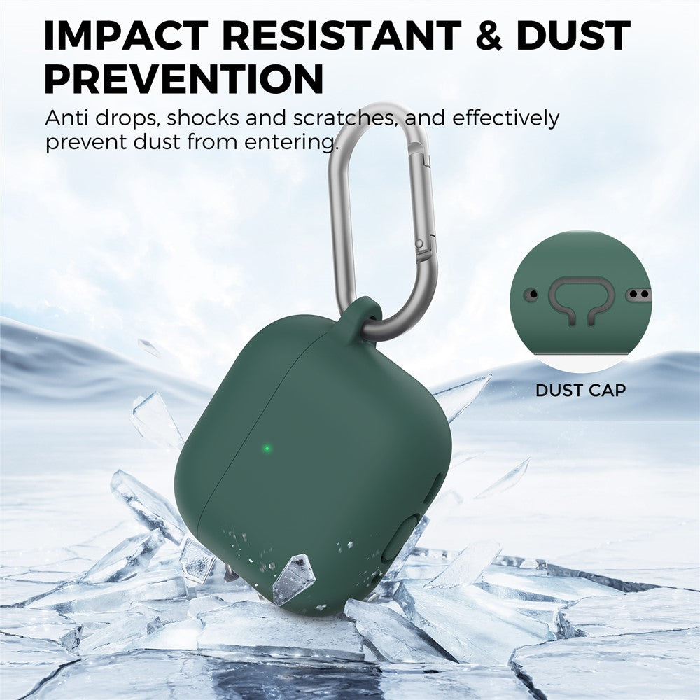 AHASTYLE WG163 Compatible With  AirPods 5 / 4 Silicone Case Earphone Cover with Cleaning Pen Kit and Carabiner - Green