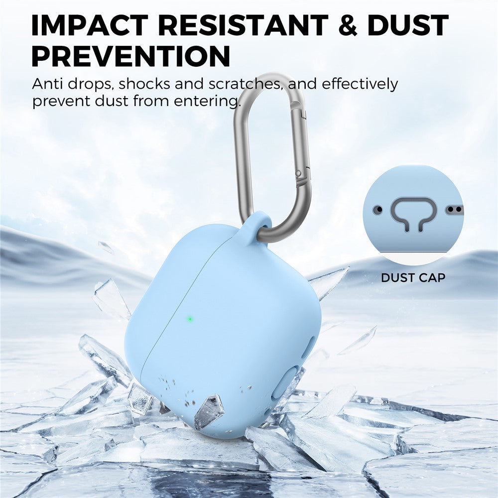 AHASTYLE WG163 Compatible With  AirPods 5 / 4 Silicone Case Earphone Cover with Cleaning Pen Kit and Carabiner - Sky Blue