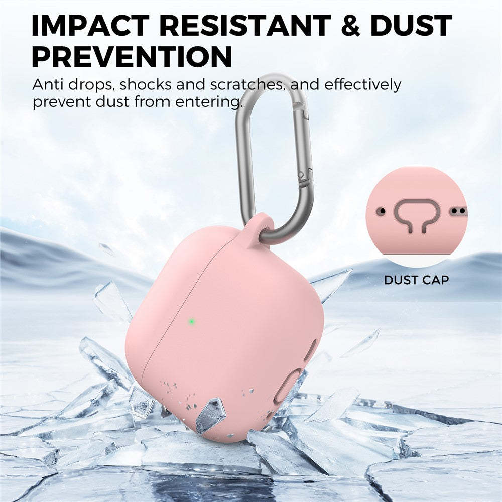 AHASTYLE WG163 Compatible With  AirPods 5 / 4 Silicone Case Earphone Cover with Carabiner - Pink