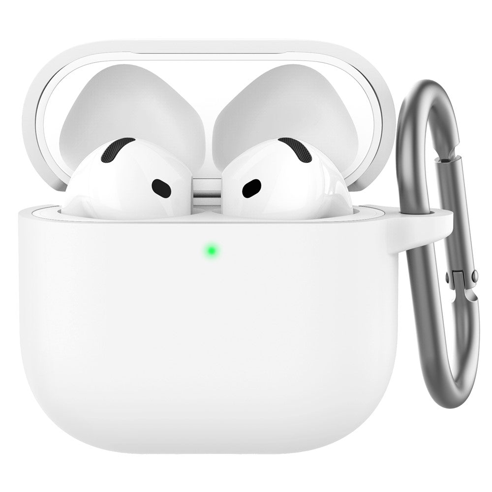 AHASTYLE WG163 Compatible With  AirPods 5 / 4 Silicone Case Earphone Cover with Carabiner - White