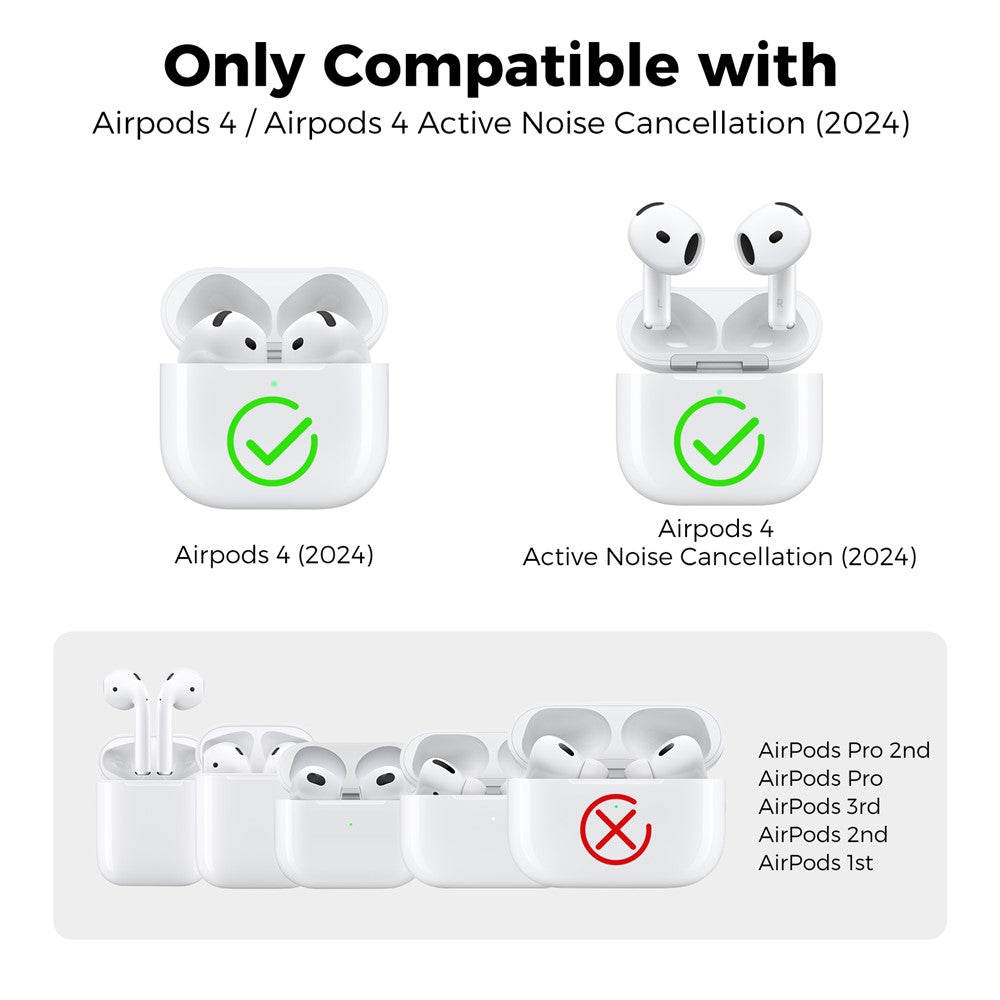 AHASTYLE WG163 Compatible With  AirPods 5 / 4 Silicone Case Earphone Cover with Carabiner - White
