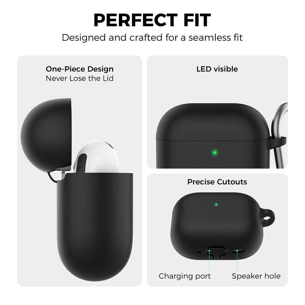 AHASTYLE WG163 Compatible With  AirPods 5 / 4 Silicone Case Earphone Cover with Carabiner - Black