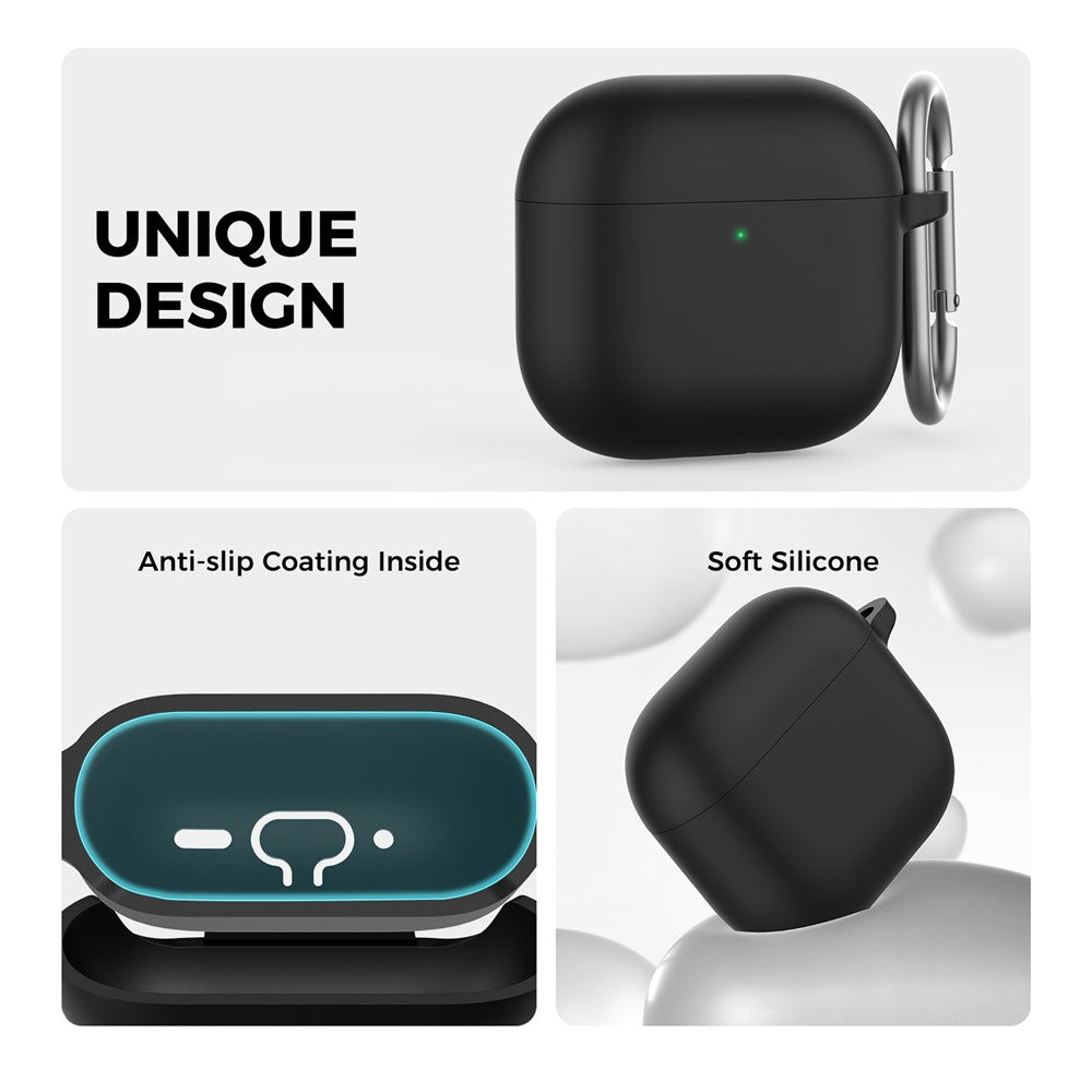 AHASTYLE WG163 Compatible With  AirPods 5 / 4 Silicone Case Earphone Cover with Carabiner - Black