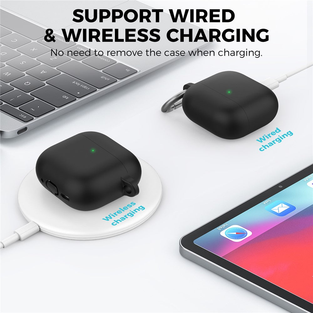 AHASTYLE WG163 Compatible With  AirPods 5 / 4 Silicone Case Earphone Cover with Carabiner - Black