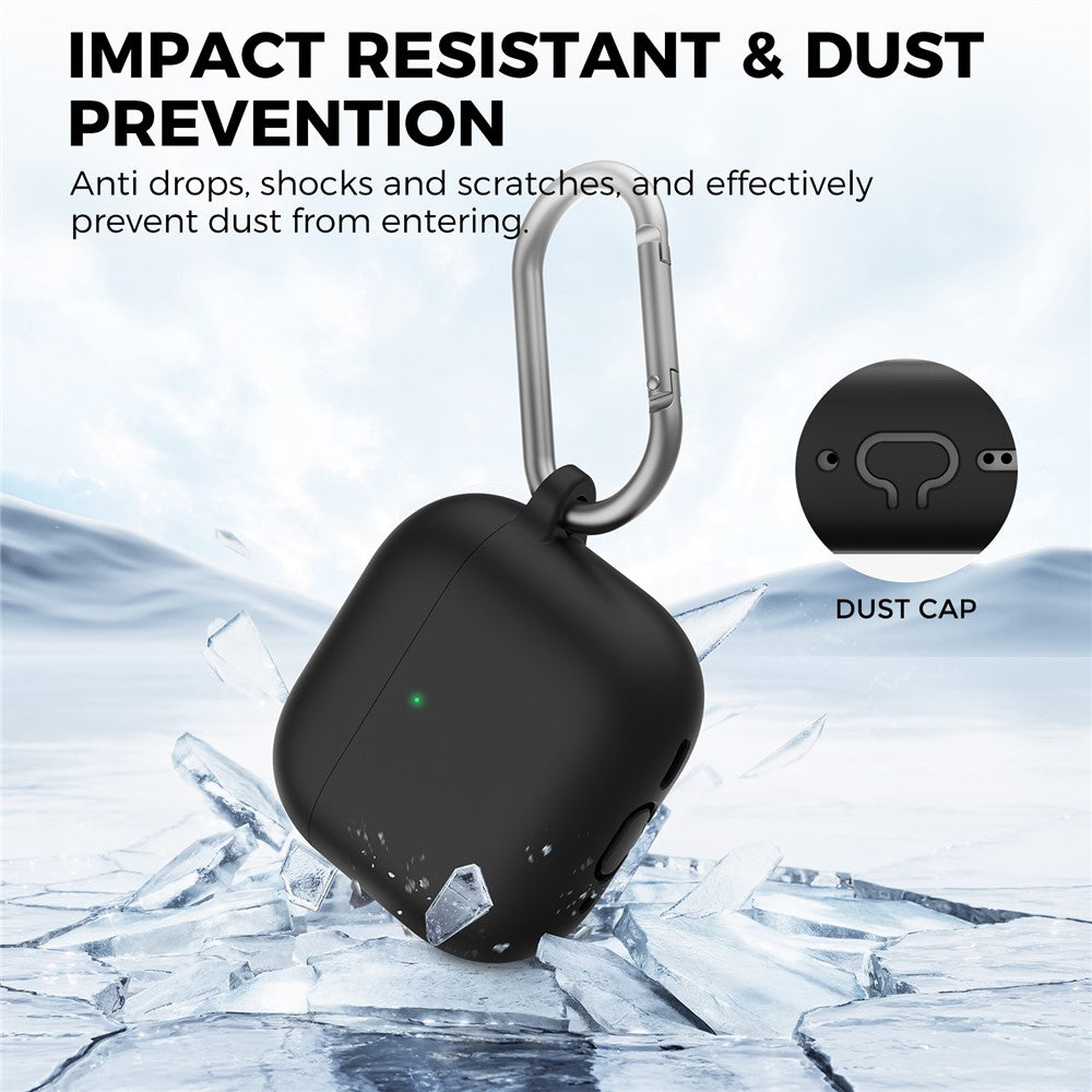 AHASTYLE WG163 Compatible With  AirPods 5 / 4 Silicone Case Earphone Cover with Carabiner - Black