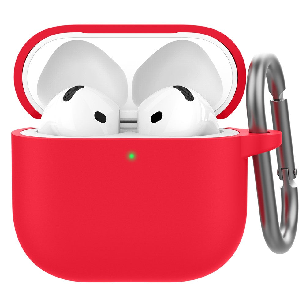 AHASTYLE WG163 Compatible With  AirPods 5 / 4 Silicone Case Earphone Cover with Carabiner - Red