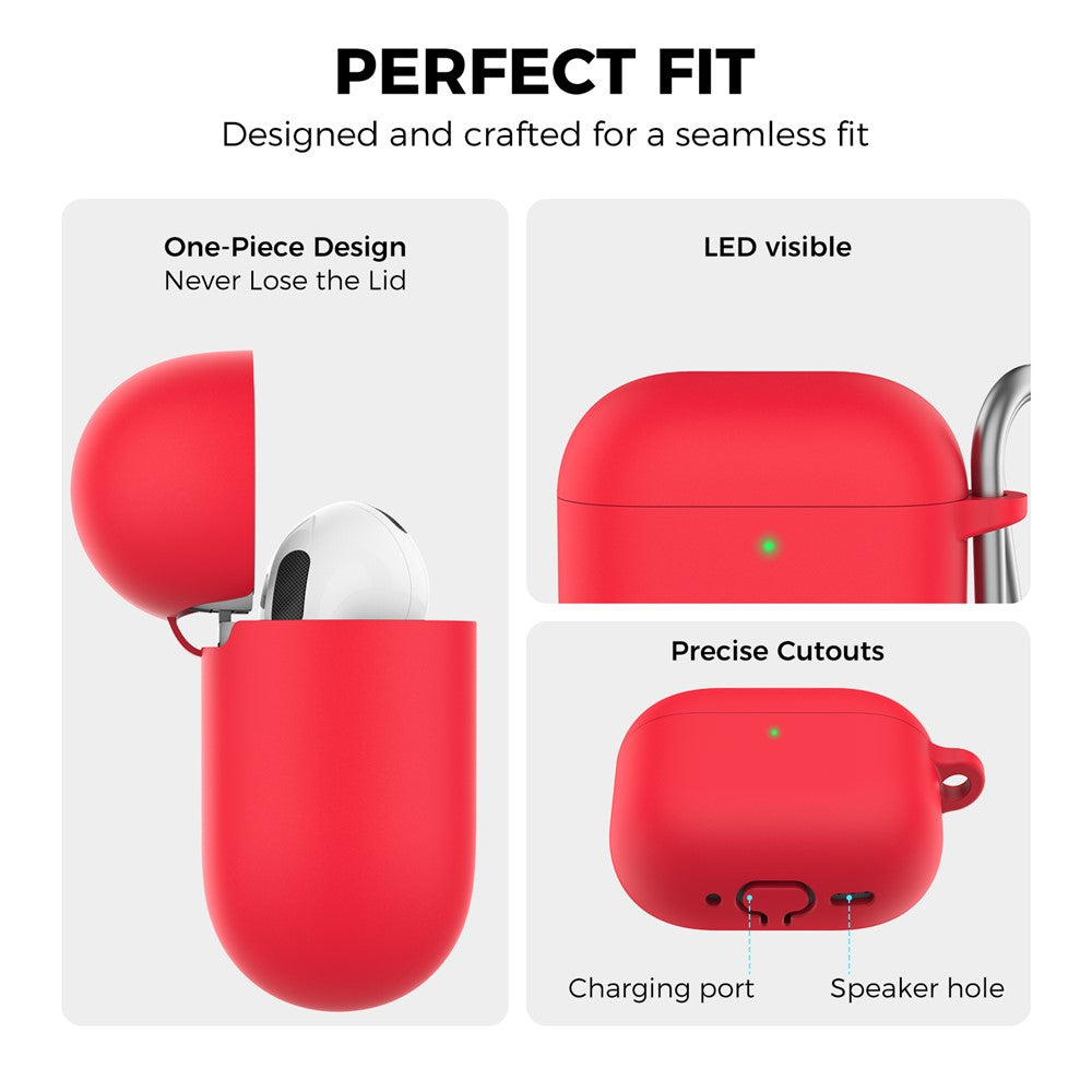 AHASTYLE WG163 Compatible With  AirPods 5 / 4 Silicone Case Earphone Cover with Carabiner - Red