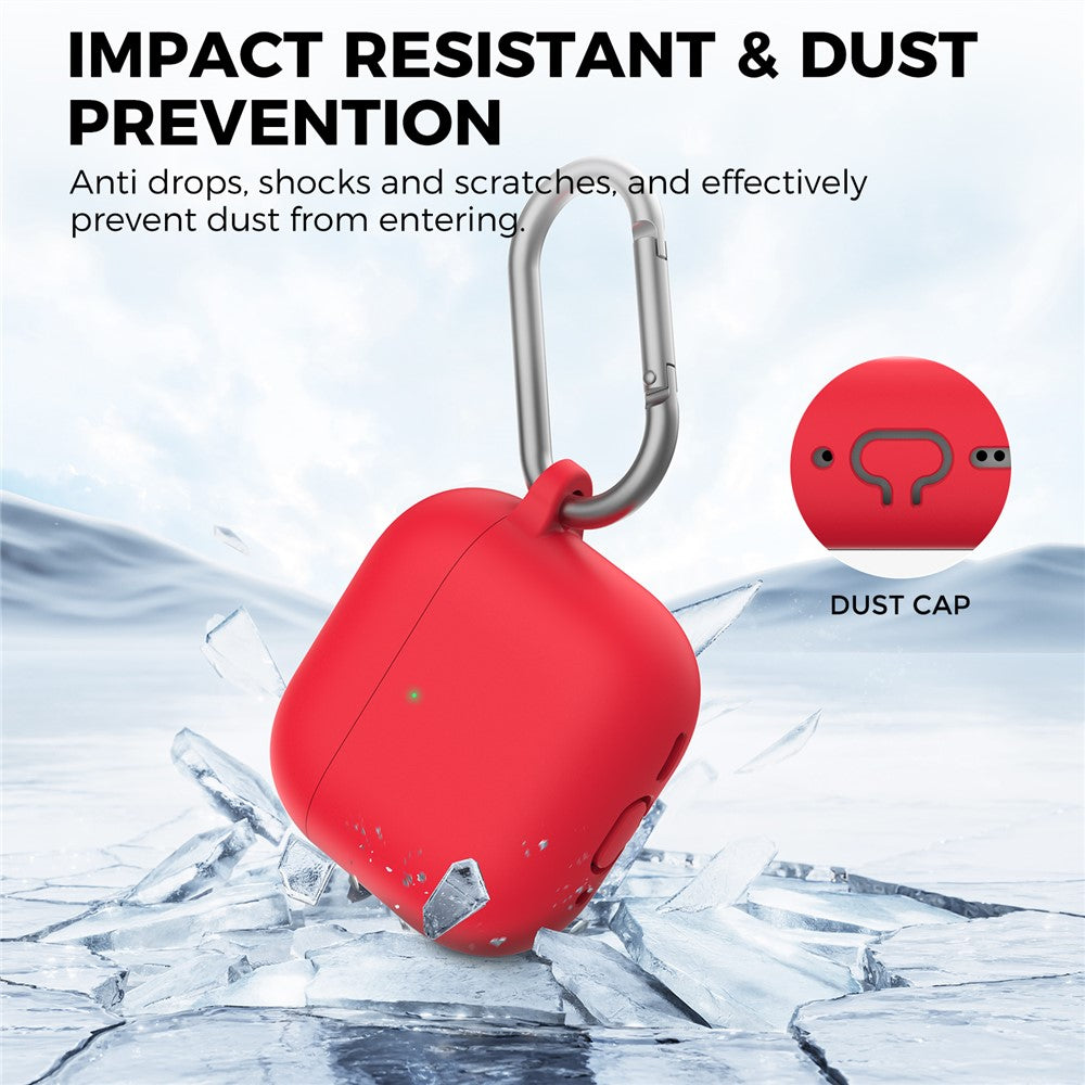 AHASTYLE WG163 Compatible With  AirPods 5 / 4 Silicone Case Earphone Cover with Carabiner - Red