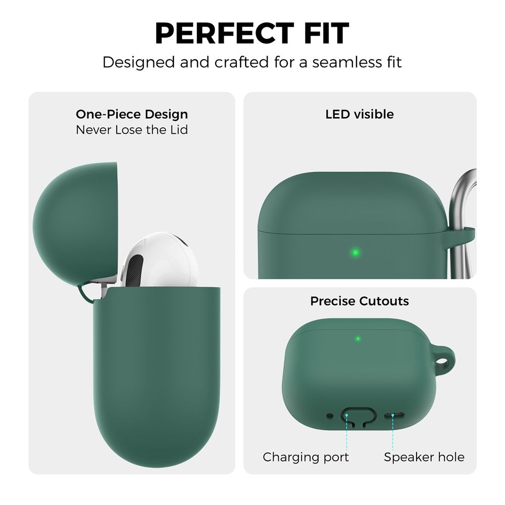 AHASTYLE WG163 Compatible With  AirPods 5 / 4 Silicone Case Earphone Cover with Carabiner - Green