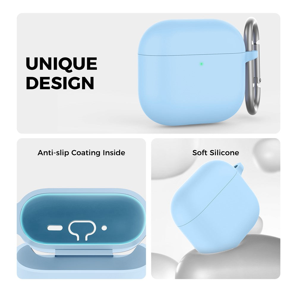 AHASTYLE WG163 Compatible With  AirPods 5 / 4 Silicone Case Earphone Cover with Carabiner - Sky Blue
