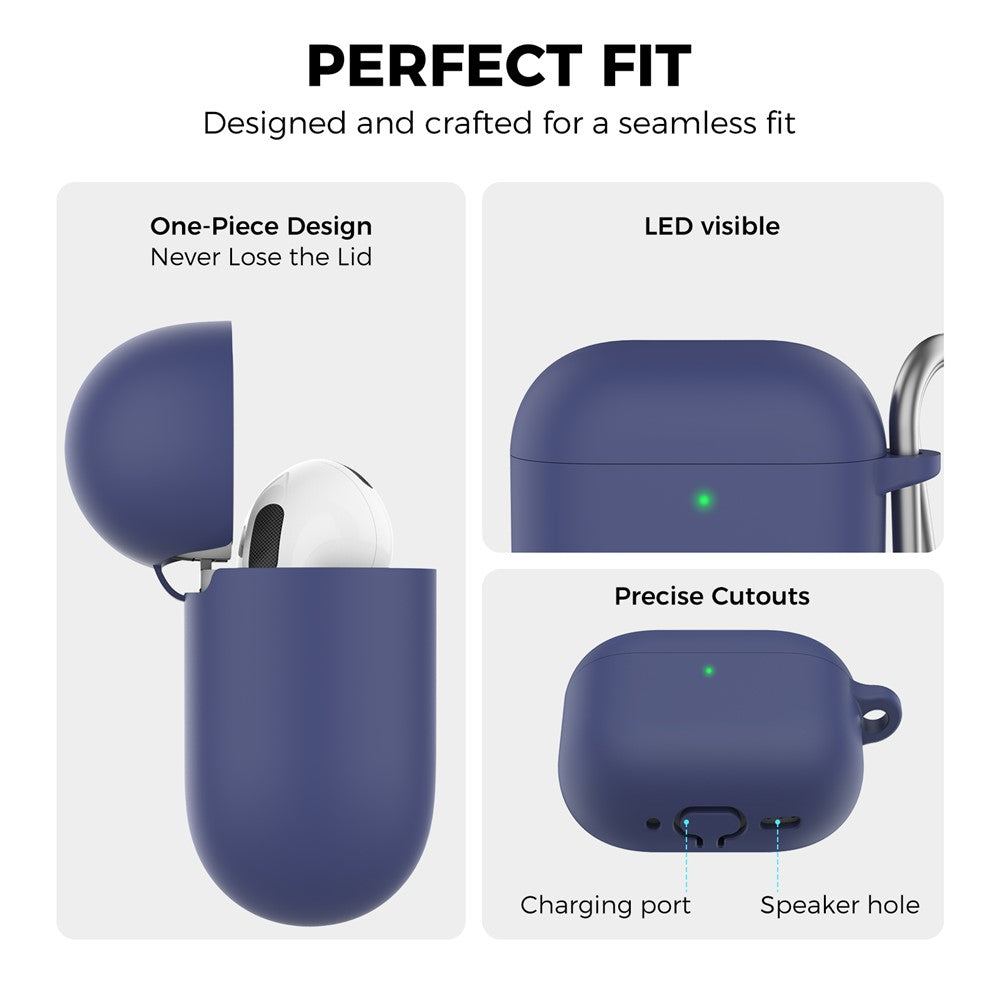 AHASTYLE WG163 Compatible With  AirPods 5 / 4 Silicone Case Earphone Cover with Carabiner - Blue