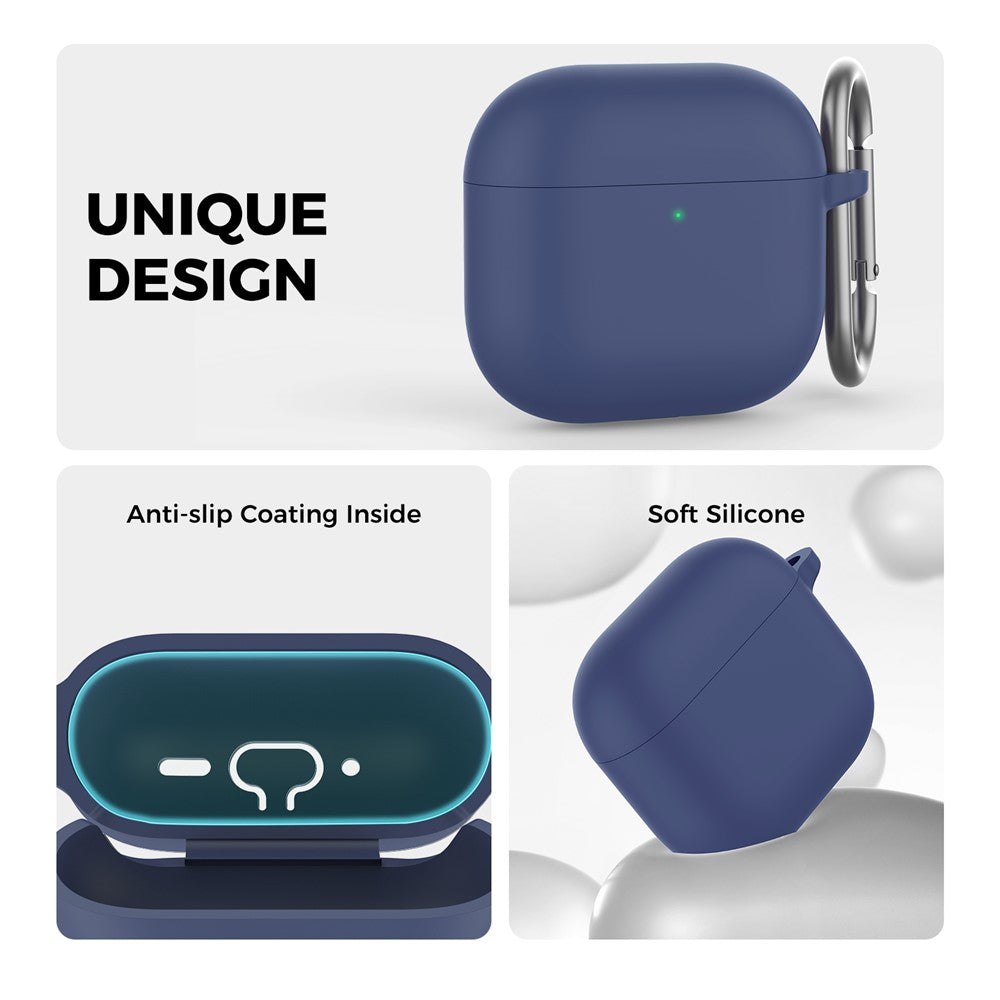 AHASTYLE WG163 Compatible With  AirPods 5 / 4 Silicone Case Earphone Cover with Carabiner - Blue