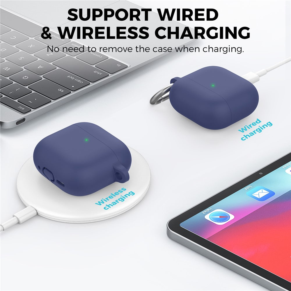AHASTYLE WG163 Compatible With  AirPods 5 / 4 Silicone Case Earphone Cover with Carabiner - Blue