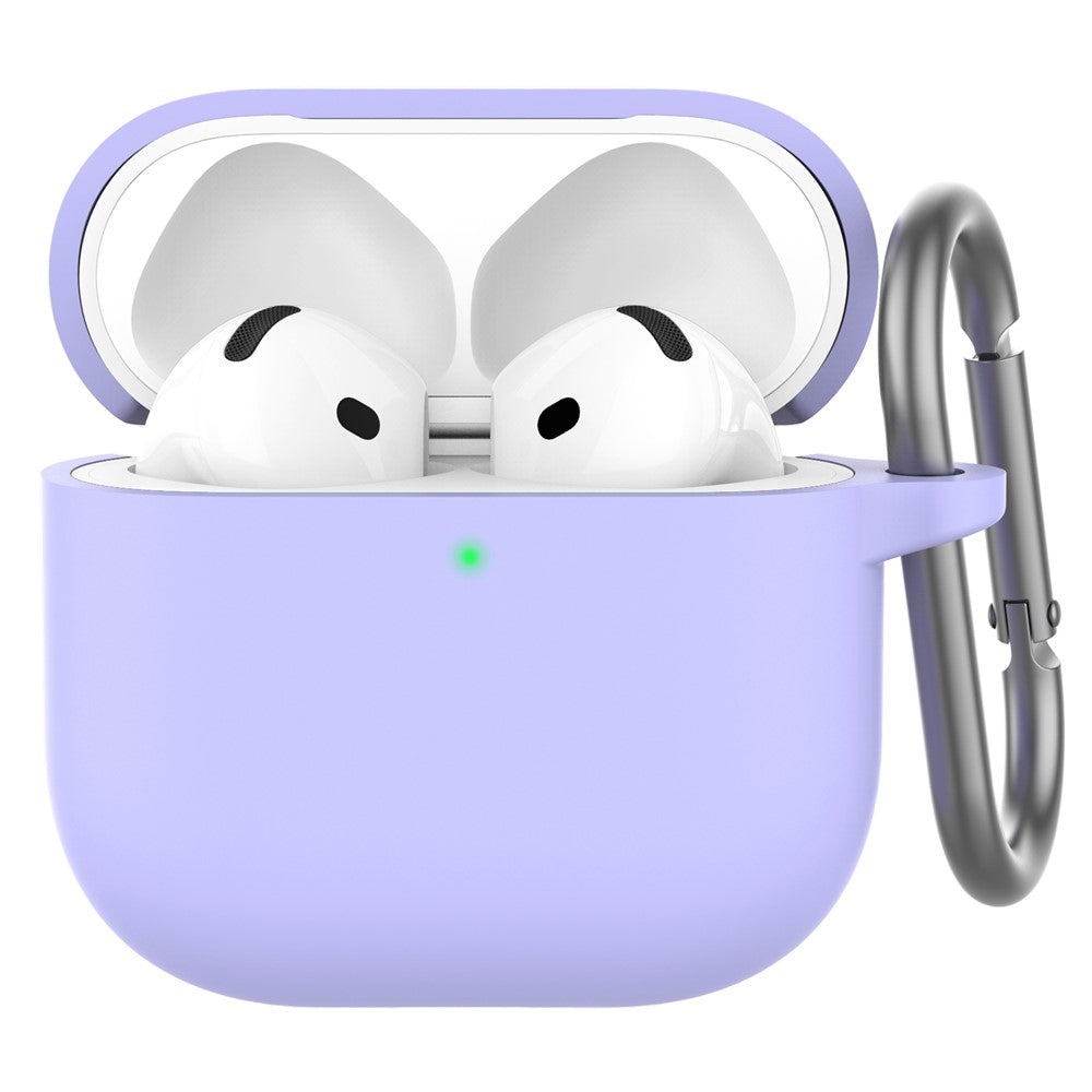 AHASTYLE WG163 Compatible With  AirPods 5 / 4 Silicone Case Earphone Cover with Carabiner - Purple