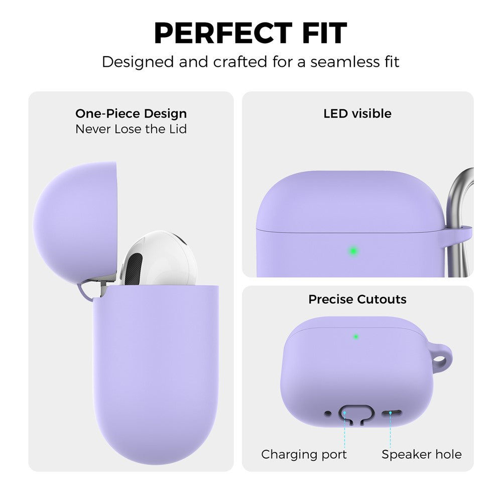 AHASTYLE WG163 Compatible With  AirPods 5 / 4 Silicone Case Earphone Cover with Carabiner - Purple