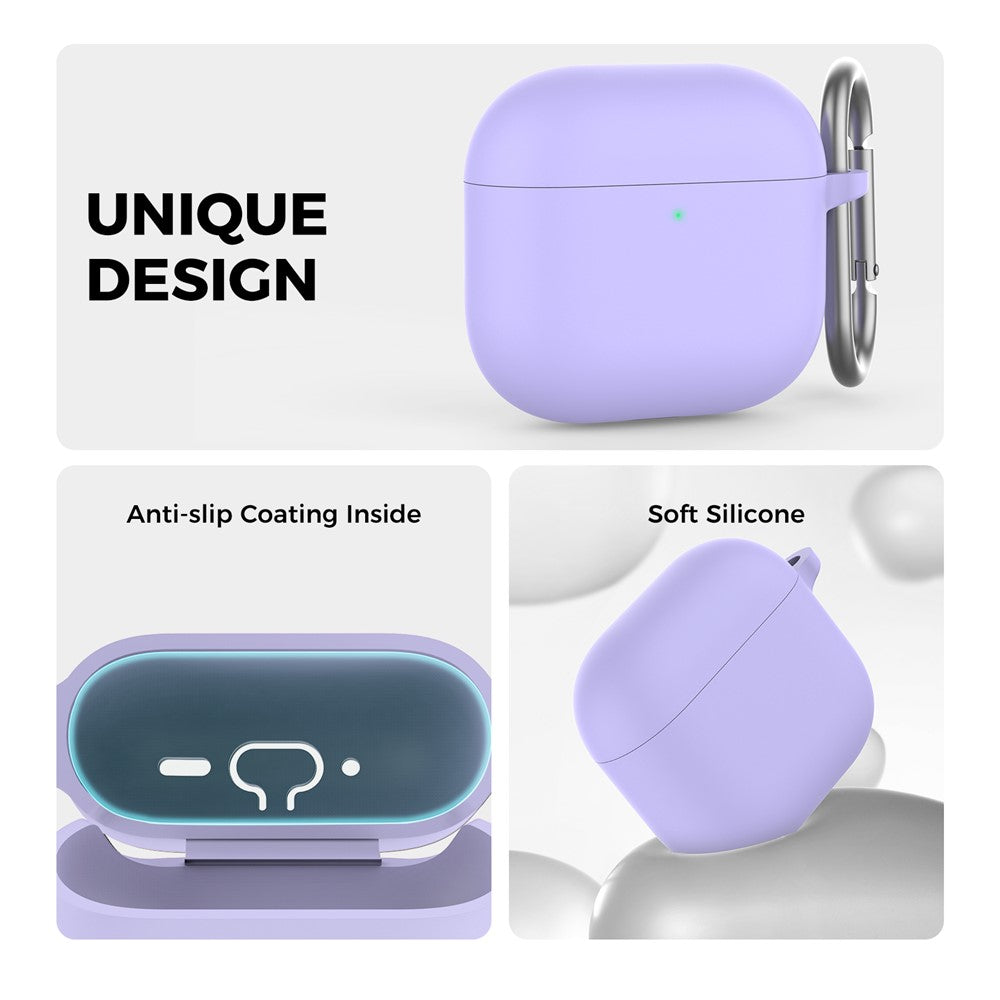 AHASTYLE WG163 Compatible With  AirPods 5 / 4 Silicone Case Earphone Cover with Carabiner - Purple