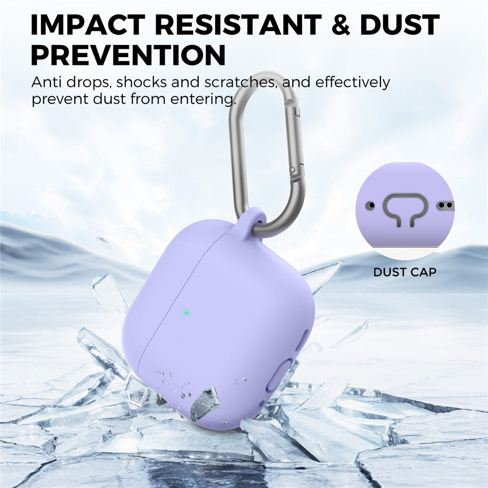 AHASTYLE WG163 Compatible With  AirPods 5 / 4 Silicone Case Earphone Cover with Carabiner - Purple