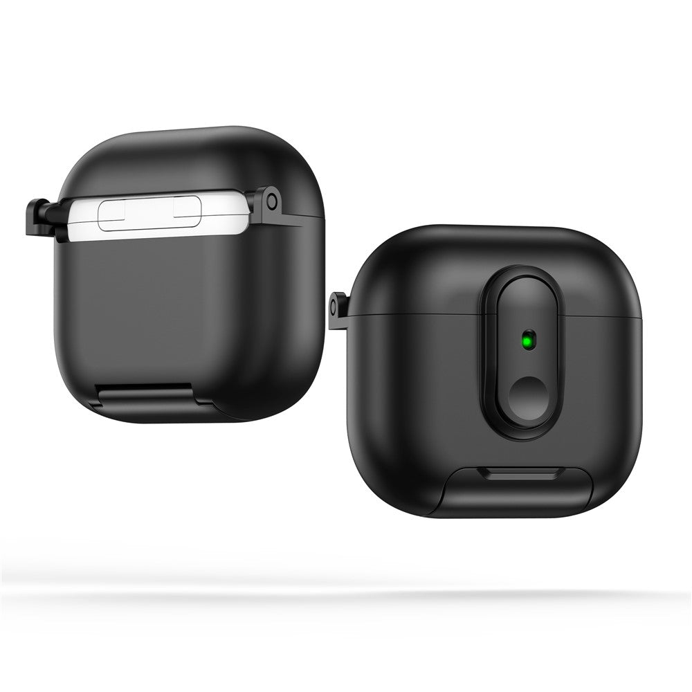 Compatible With  AirPods 5 / 4 Protective Case Switch Lock Earbuds Cover with Stand and Lanyard - Black