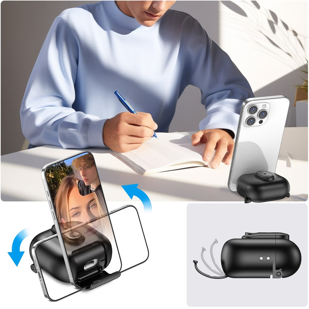 Compatible With  AirPods 5 / 4 Protective Case Switch Lock Earbuds Cover with Stand and Lanyard - Black  /  Red