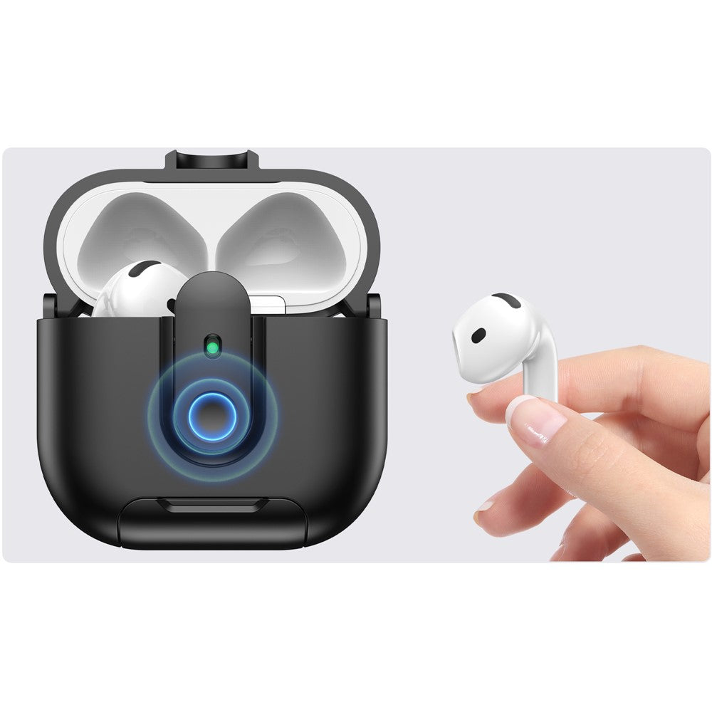 Compatible With  AirPods 5 / 4 Protective Case Switch Lock Earbuds Cover with Stand and Lanyard - Dark Blue