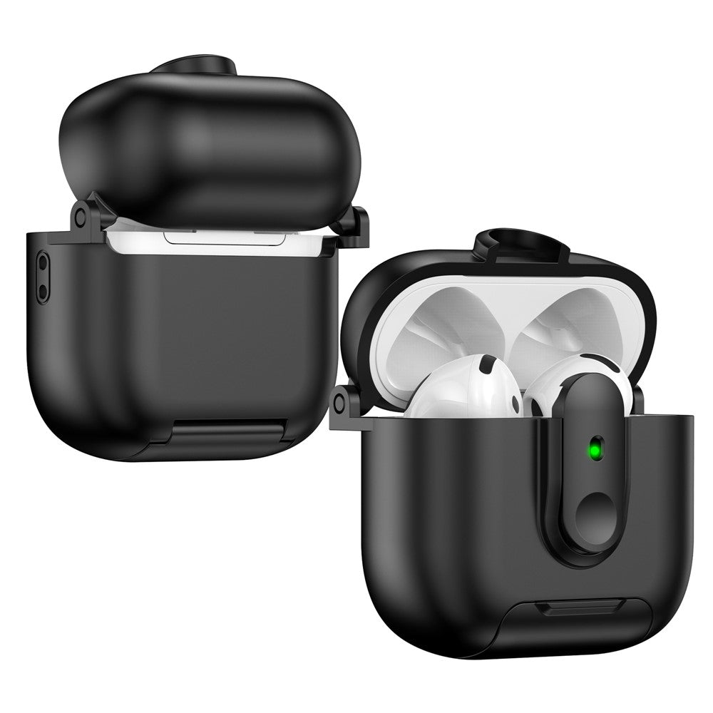 Compatible With  AirPods 5 / 4 Protective Case Switch Lock Earbuds Cover with Stand and Lanyard - Purple