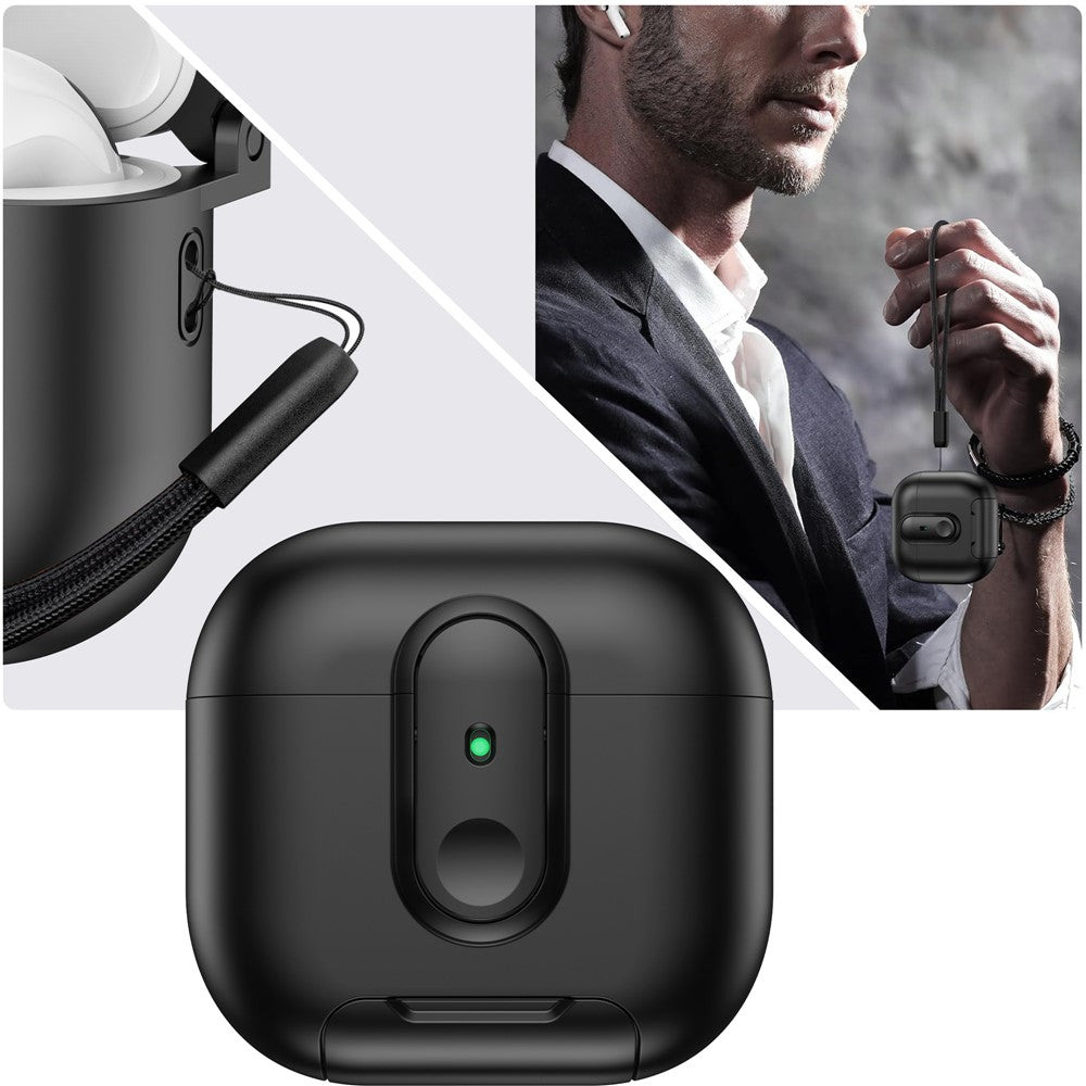 Compatible With  AirPods 5 / 4 Protective Case Switch Lock Earbuds Cover with Stand and Lanyard - Purple