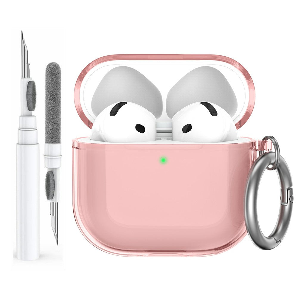 AHASTYLE WG164 Compatible With  AirPods 5 / 4 Case Split Design TPU Earphone Cover with Cleaning Pen Kit and Carabiner - Pink