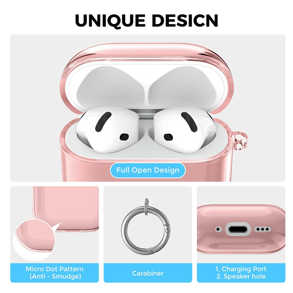 AHASTYLE WG164 Compatible With  AirPods 5 / 4 Case Split Design TPU Earphone Cover with Cleaning Pen Kit and Carabiner - Pink